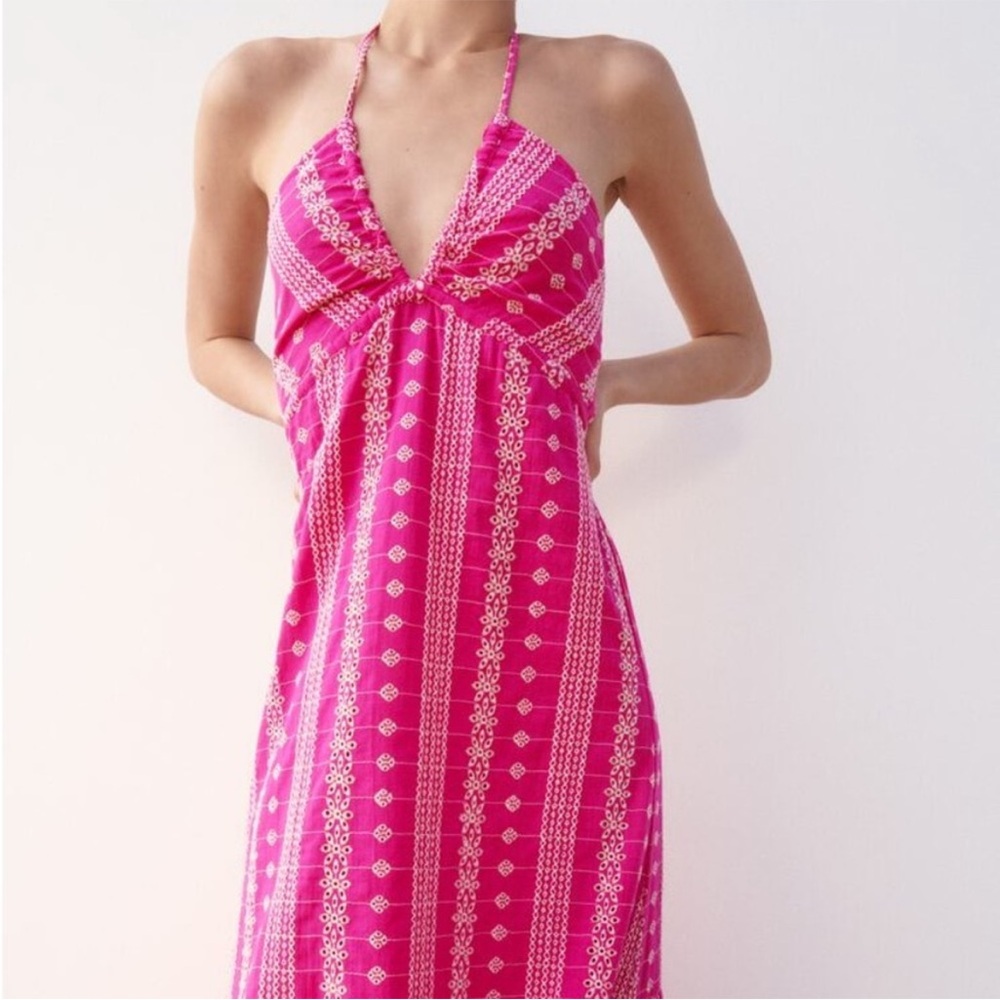 Zara OPENWORK EMBROIDERED DRESS M